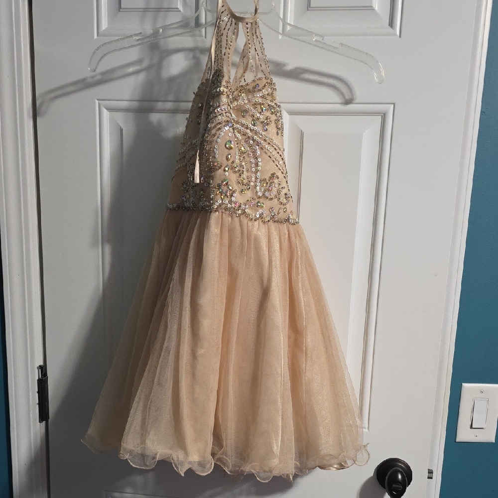 Masquerade Cream Kids Dress with Sparkling Accents